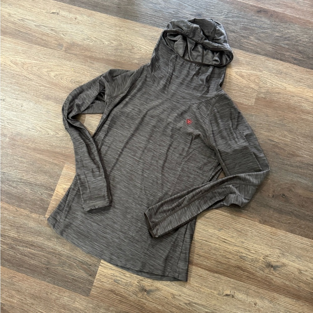 Ariat Tek Hoodie Women's M Long Sleeve Hooded Gray Brown